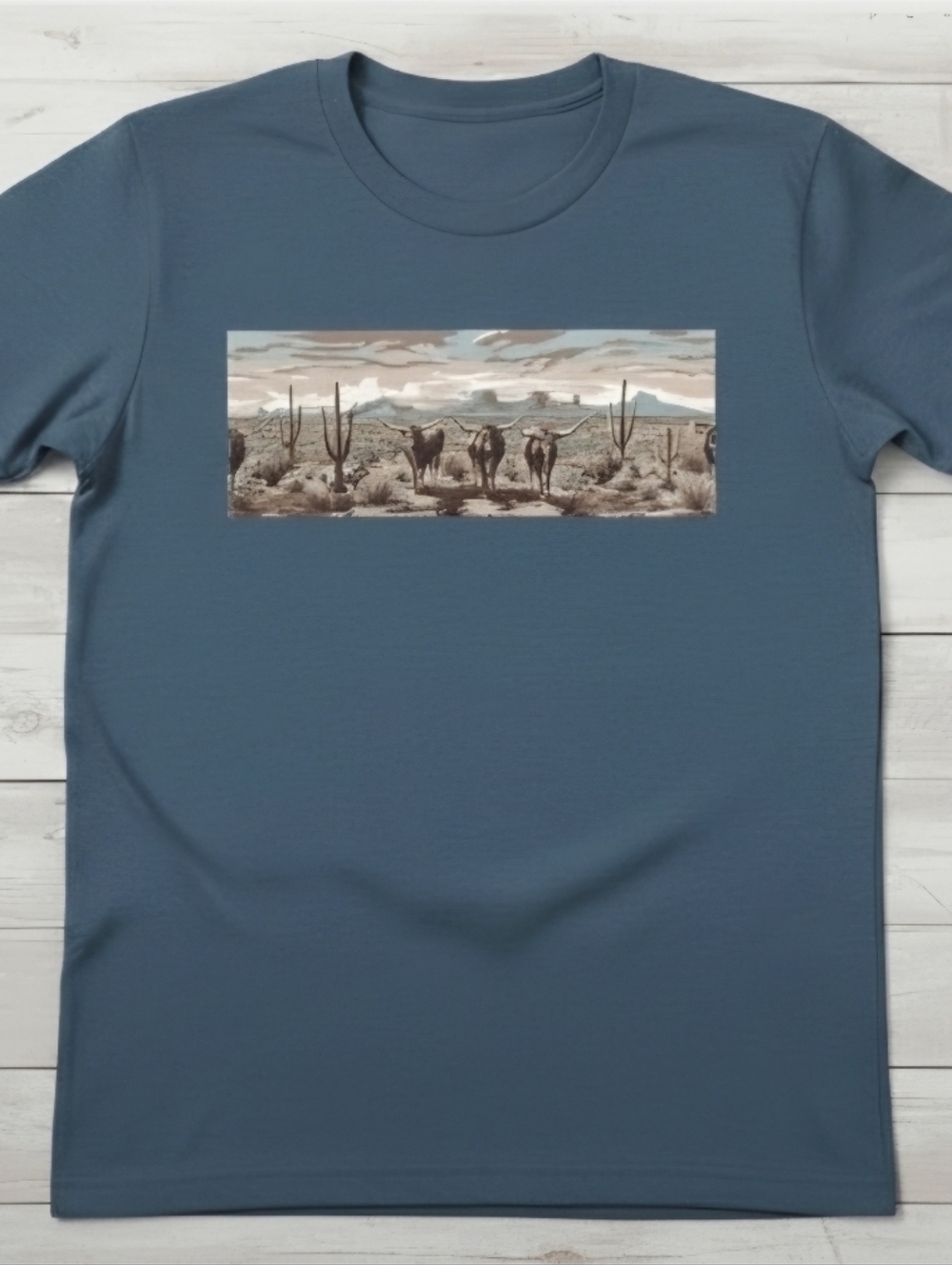 Desert Longhorn Western Tee • Southwestern Cattle Graphic Shirt • Cowgirl - Picture 10 of 16